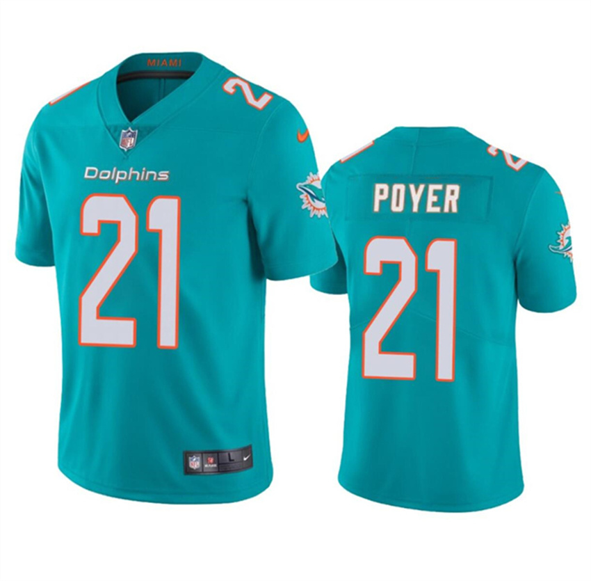 Men's Aqua Miami Dolphins #21 Jordan Poyer Vapor Limited Stitched Football Jersey